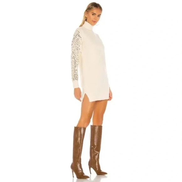 superdown Dresses & Skirts - Superdown / Revolve / NWT Rudie Sparkle Sleeve Dress in Ivory Size XS